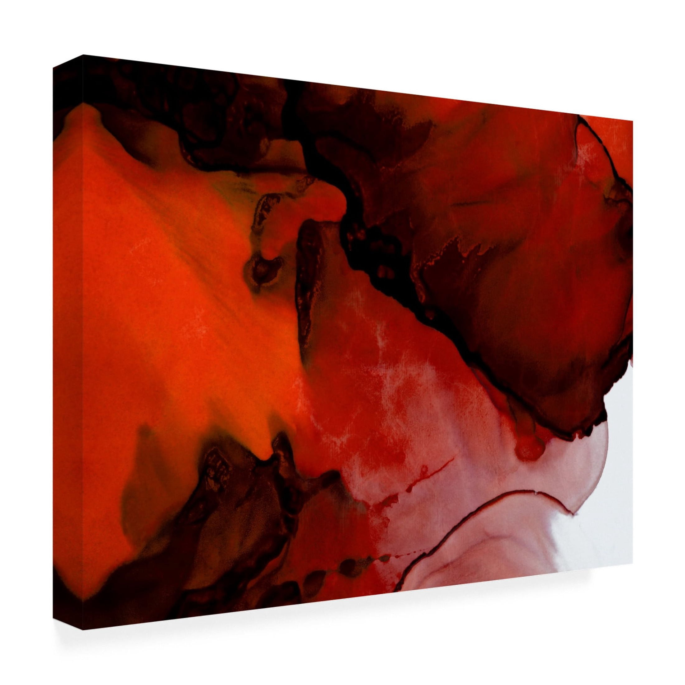 Canvas Wall Art - Tom Quartermaine 'Deep Red Alcohol Ink Abstract' Wall Art for Living Room, Bedroom, or Office Décor by Trademark Fine Art - 19 x 14 Inches