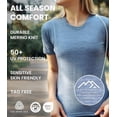thumbnail image 4 of Merino.tech Merino Wool T Shirt Women - 100% Merino Wool Base Layer Women Short Sleeve Moisture-Wicking Tee and Hiking Socks Large, Magenta Crewneck, 4 of 7