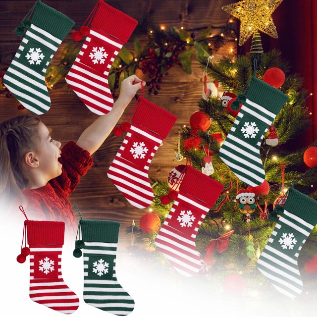 Xihbxyly Juego de Medias Navideñas, Medias de Papá Noel a Rayas, Colgante para Árbol Festivo, Decoración Navideña, Acogedor Detalle para Chimenea, Perfecto para Árbol de Navidad, Tamaño Grande 50 X 2