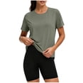 thumbnail image 5 of Vmvidoty Seamless Workout Tops for Women Hip Length - Athletic Running Gym Yoga Short Sleeve Shirts Breathable Crewneck Tees Light Green S, 5 of 10