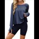 thumbnail image 1 of Top de Yoga Informal, Holgado, de Larga y Color Liso para Mujer, Suave y Transpirable. Azul Real L, 1 of 10