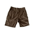 thumbnail image 4 of Corduroy Cargo Shorts for Men with Multi-Pockets Mens Casual Solid Color Elastic Waist Wide Leg Vintage Hiking Work Bermuda Short, 4 of 7