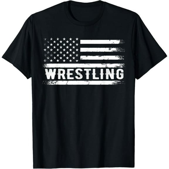 Wrestling American USA Flag Funny Wrestle Men Boy Wrestling T-Shirt