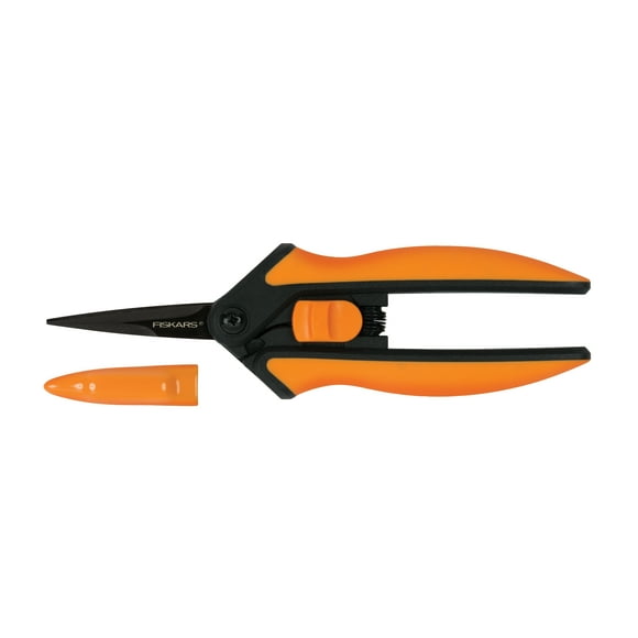 Fiskars Non-stick Micro-Tip Pruning Snips, 1 Each, Orange and Black