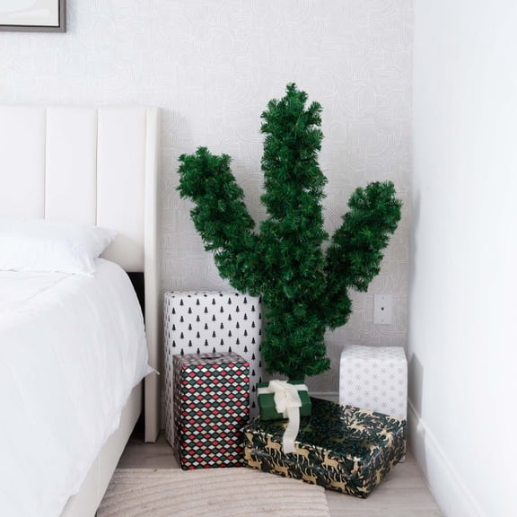 Nearly Natural Cactus-Shaped Artificial Christmas Tree - 4’ - Unlit