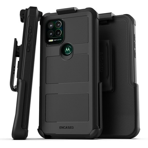 Encased Falcon Designed for Moto G Stylus 5G Belt Clip Case, Protective Phone Case with Holster (Black)