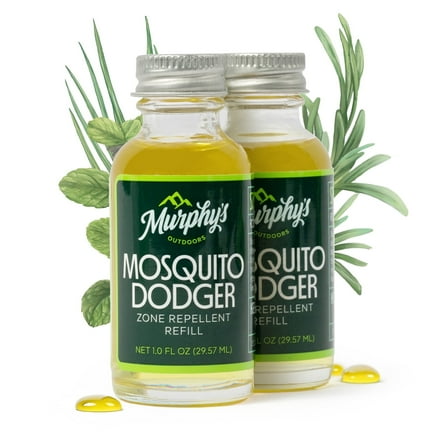 Murphy’s Naturals Plant-Based Mosquito Dodger Zone Refill Essential Oils Bottles, 2 Pack