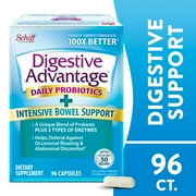 Digestive Advantage Intensive Bowel Support, Probiotic Digestive Enzyme Supplement - 96 Capsules