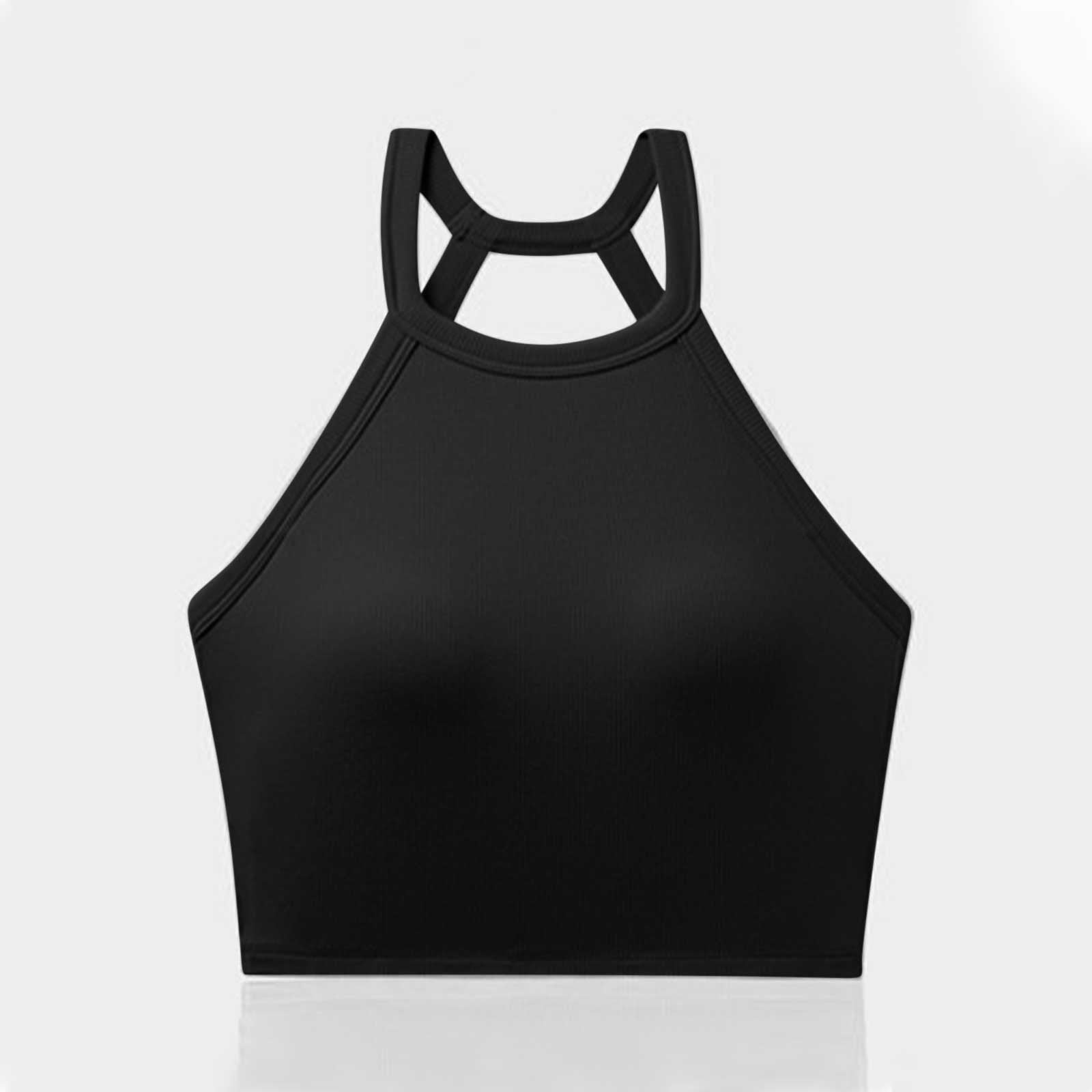 ZyeKqe Sleeveless Shirts for Women Built in Bra Crop Top Ribbed