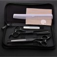 thumbnail image 4 of Kit de tijeras profesionales para cortar el cabello con cuchillas afiladas y mango ergonómico, juego de barbero negro de 15 cm (6 pulgadas), 4 of 4