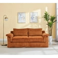 thumbnail image 3 of 74 Inch Cloud Corduroy Loveseat Sofa Modern 2 Seater Couch for Small Spaces Living Room Bedroom Orange Comfortable Upholstered Sofa, 3 of 9