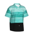 thumbnail image 3 of Xecao Teal Turquoise print Hawaiian shirt - a stylish short-sleeve button-down for men, perfect for casual beach and tropical outings., 3 of 9