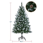 Pre-Lit Artificial Christmas Tree with Warm LED Lights, Pine Cones, 359-2136 Tips, Metal Stand, 4.5FT/6FT/7.5FT/9FT Easy Assembly for Home, Office, Holiday Decor
