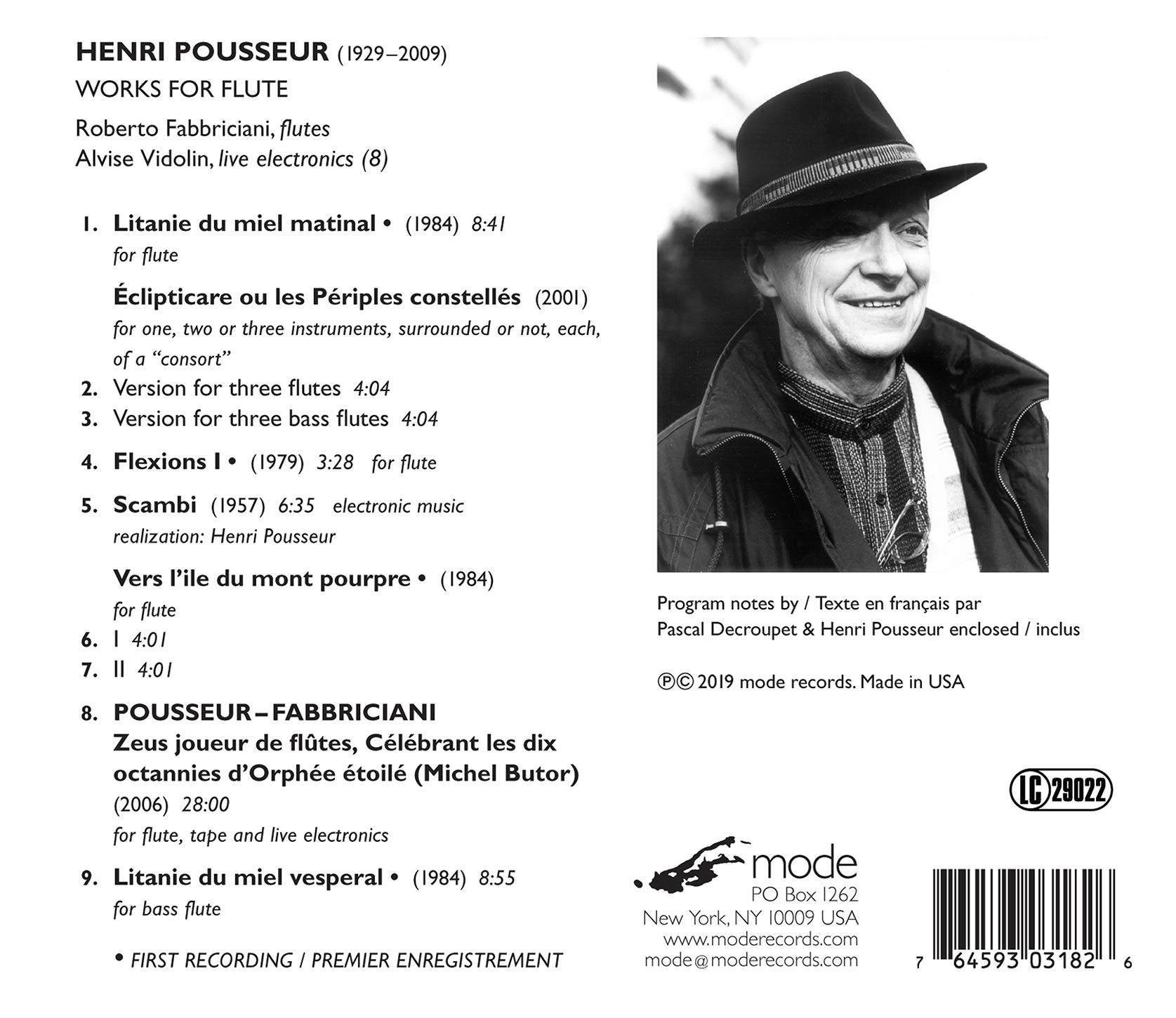 Fabbriciani  Vidolin - Works for Flute - Music & Performance - CD