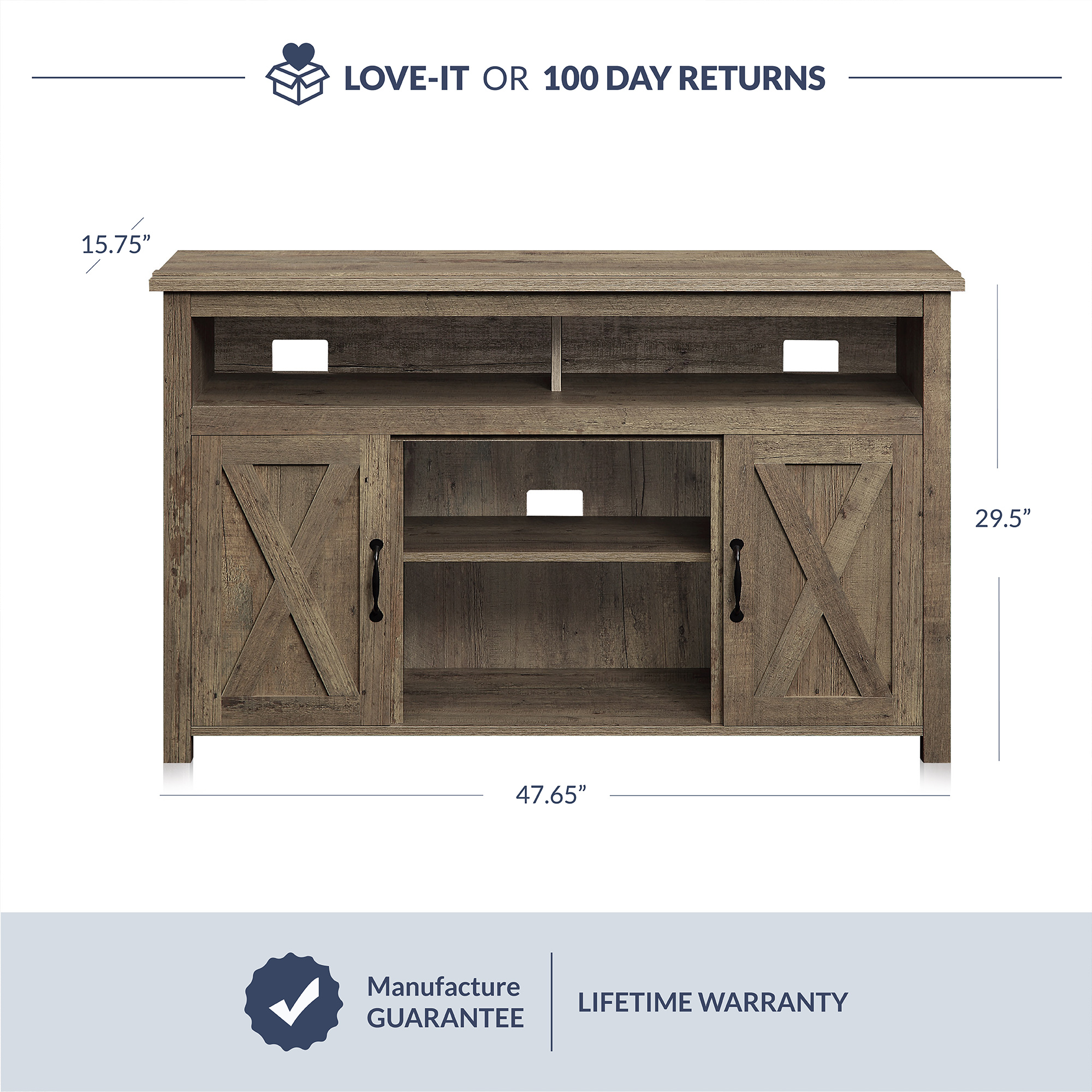BELLEZE TV Stand Media Entertainment Center Console - Corin (Wood)