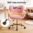 thumbnail image 3 of COOHUT Velvet Vanity Chair, Mackup Chair with Wheels, Comfy Swivel Modern Leisure Armchair for Girls Women, Small Office Chair Height Adjustable for Living Room, Bedroom, Offic, Pink, 3 of 9