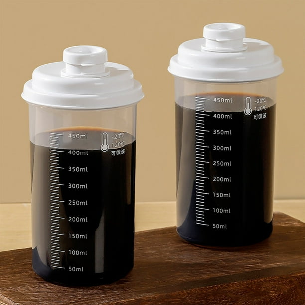 Taza de café Cold Brew | Plástico transparente con escala de medición | Tapa hermética a prueba de fugas | Apto para microondas | Taza de agua de té helado portátil | 401-500ml | 1 Pieza | los