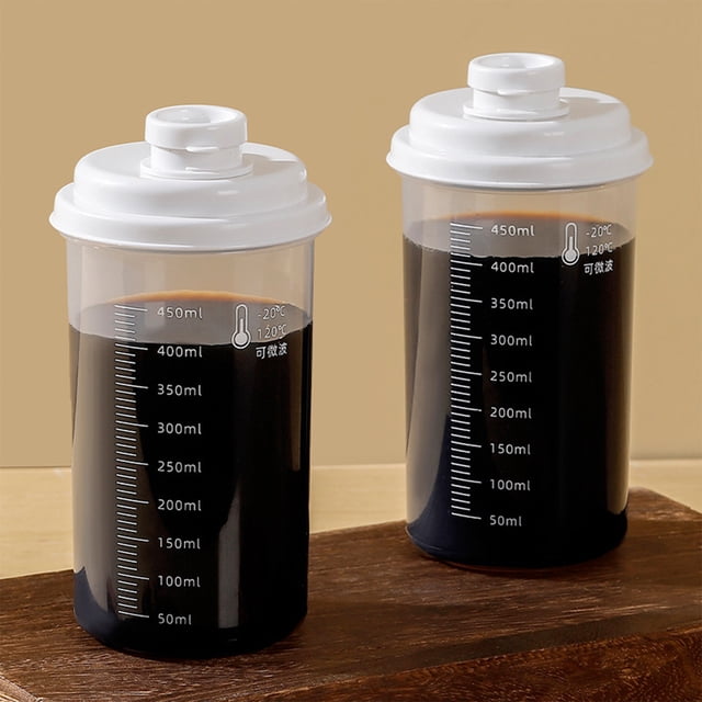 Taza de café frío Lisbinx | Vaso de plástico transparente para té helado con escala de medición – Tapa hermética antigoteo – Apto para microondas – Vaso de viaje portátil de 401-500 ml –