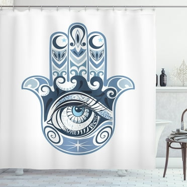 Ambesonne Evil Eye Shower Curtain, Luck Piece, 69"Wx70"L, Dark Blue Pale Blue