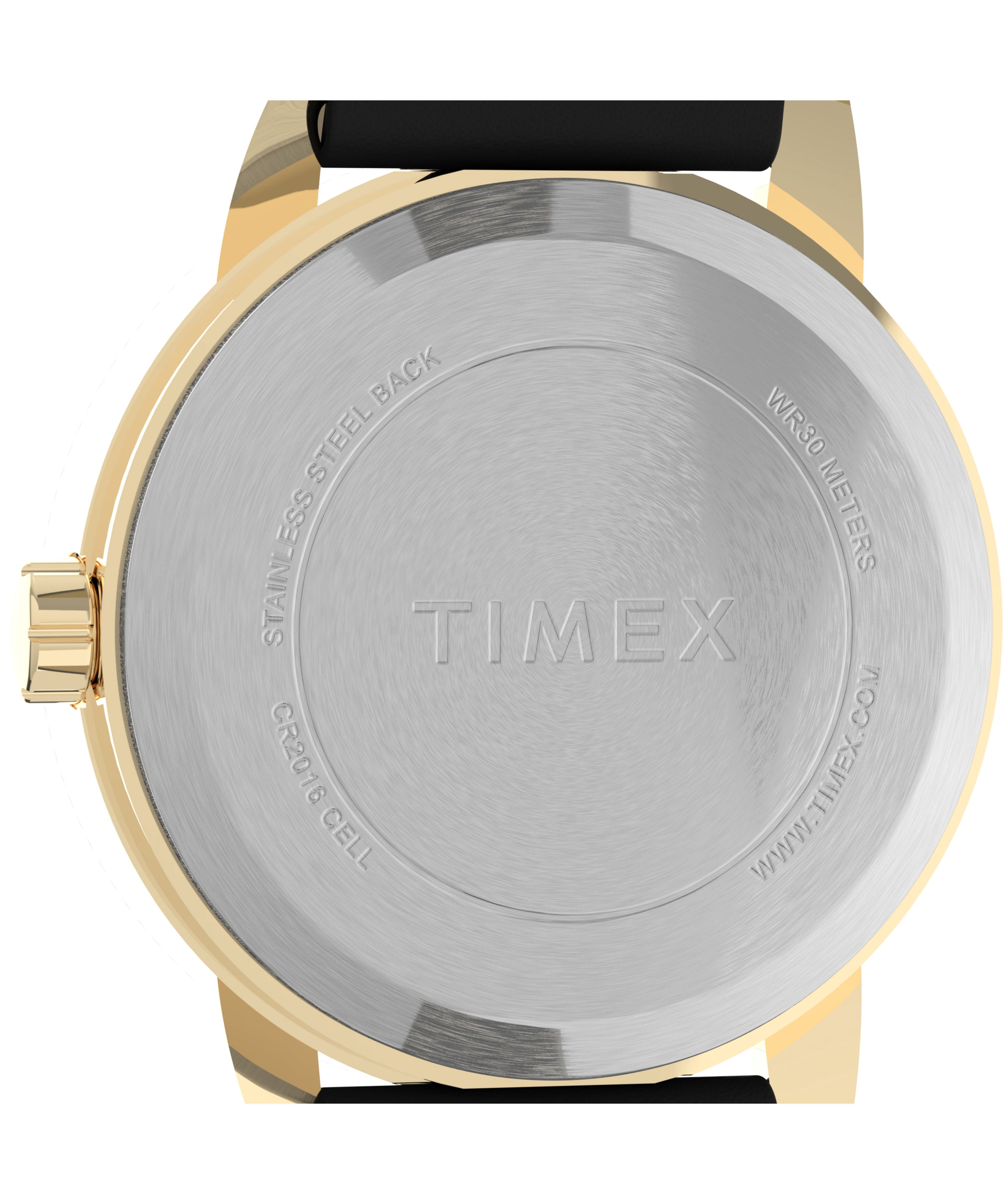 Timex Women's Easy Reader Date Black/Gold/White 25mm Casual Watch, Leather Strap