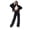 Black M, variant on 2 Pcs/Set Women Coat Pants Suit Half-high Collar Zip-up Long Sleeve Top Elastic Waist Wide Leg Pockets Trousers Winter Daily Wear Tracksuit