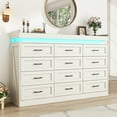 thumbnail image 2 of Large Farmhouse 12 Drawers Dresser for Bedroom with LED Light and Power Outlets, 71" Tall Wood 12 Chests of Drawers for Closet, WideStorage Dresser Organizer for Bedroom, 2 of 8