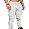 thumbnail image 1 of Men Casual Solid Color Pockets Waist Drawstring Ankle Tied Skinny Cargo Pants_Gift Of G, 1 of 5