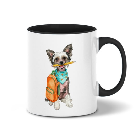 Hardworking Chinese Crested Ready Back to School New Year Classes 11oz Accent Two-tone Mug Dog Lover Coffee Tea Cup - 12011