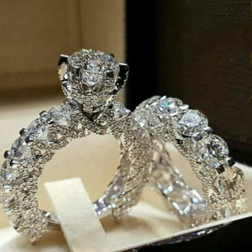Ring 925 Silver Wedding Round Cut Fashion Sapphire Women Size 6-10 Jewelry 