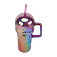 thumbnail image 3 of (2 pack) Way to Celebrate Halloween 30 oz Plastic Rainbow Iridescent Skull Tumbler with Straw, Purple Multicolor, 3 of 7