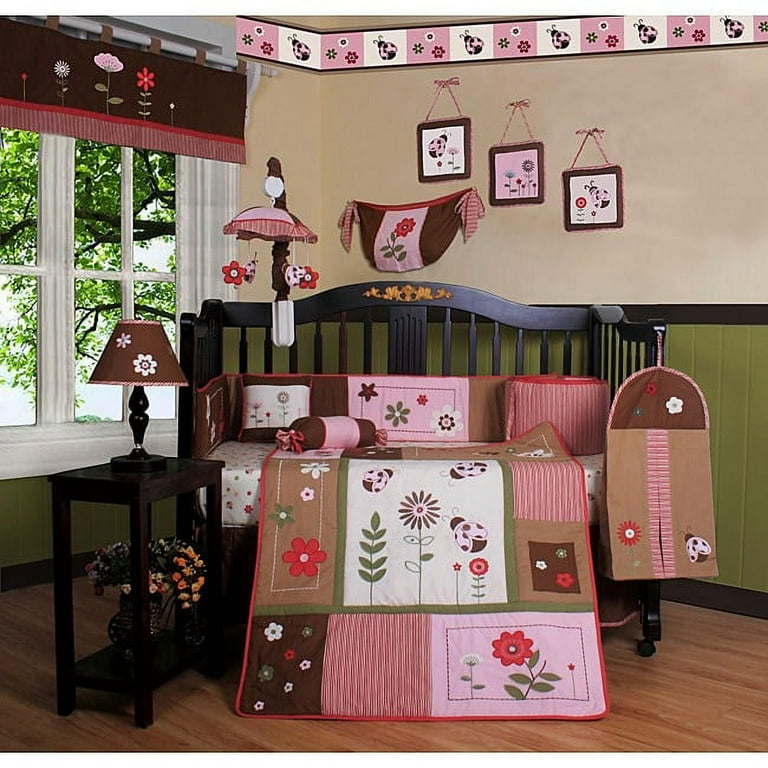 GEENNY Boutique Crib Bedding Set LadyBug Flower 13 Piece Walmart