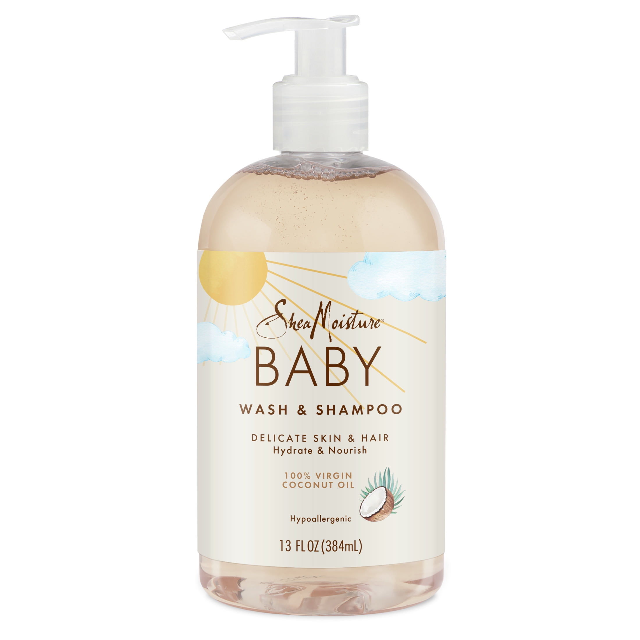 (3 pack) SheaMoisture Baby Wash and Shampoo with 100% Virgin Coconut Oil, Sweet Pea & Murumuru, 13 fl oz