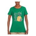 thumbnail image 2 of Pineapple Stand Tall Wear Crown And Stay Sweet Inside Arty Inspirational Pop Culture Womens Graphic T-Shirt, Kelly, 3XL, 2 of 3