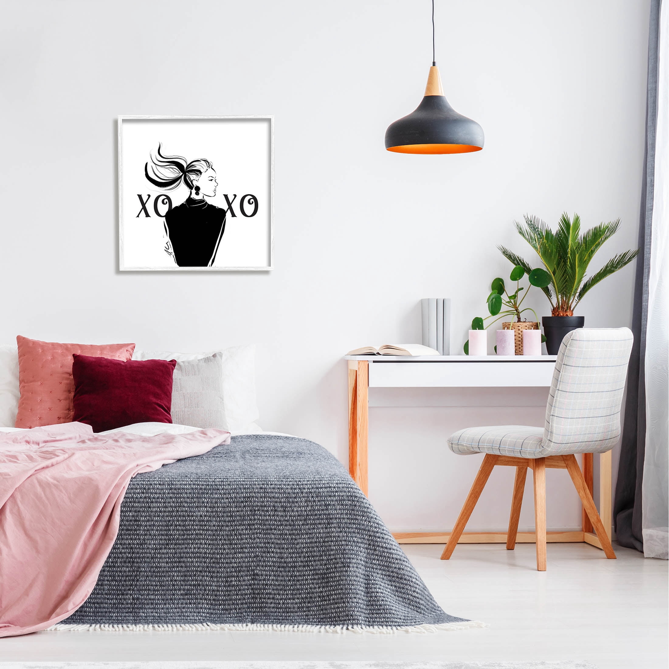 Stupell Industries Bold Glam XOXO Portrait Graphic Art White Framed Art Print Wall Art, Design by Alison Petrie
