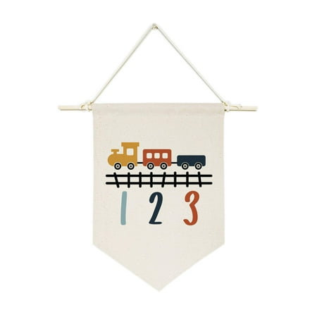 Train and Numbers Hanging Wall Banner