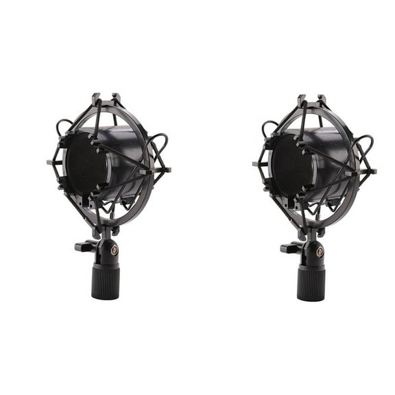 2X Universal 3KG Bearable Load Mic Microphone Shock Mount Clip Holder Stand Radio Studio Sound Recording Bracket Black
