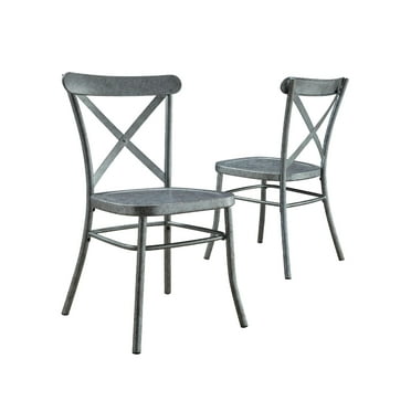 Better Homes and Gardens Collin Distressed Dining Chair, Set of 2, Silver Finish