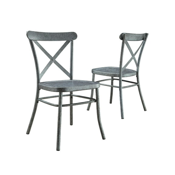 Better Homes and Gardens Collin Distressed Dining Chair, Set of 2, Silver Finish