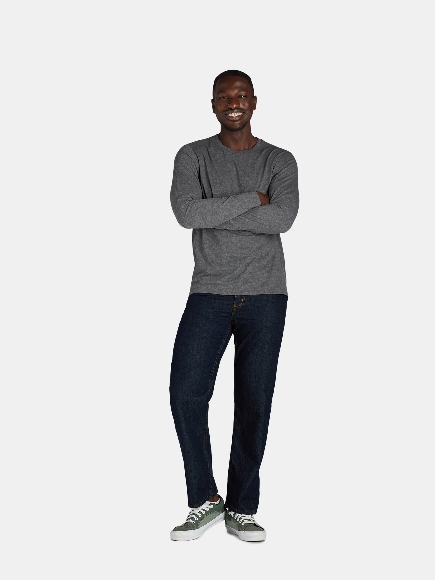 Athletic Works Men's and Big & Tall Men's Tri-Blend Tee with Long Sleeves, Sizes XS-4XLT