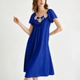 thumbnail image 5 of AGWOLF Nightgowns for Women Long Short Sleeve Night Gown V Neck Folwy Victorian Sleep Dress Soft Night Dresses Ladies Sleepwear Blue Free Size, 5 of 9