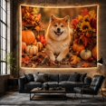 thumbnail image 6 of Smiling Akita With Pumpkins and Maple Leaves, Cozy Farmhouse Style for Dog Lovers, Harvest Wall Art, Housewarming Gift, Tapestry Wall Hanging for Bedroom and Kitchen, 6 of 7