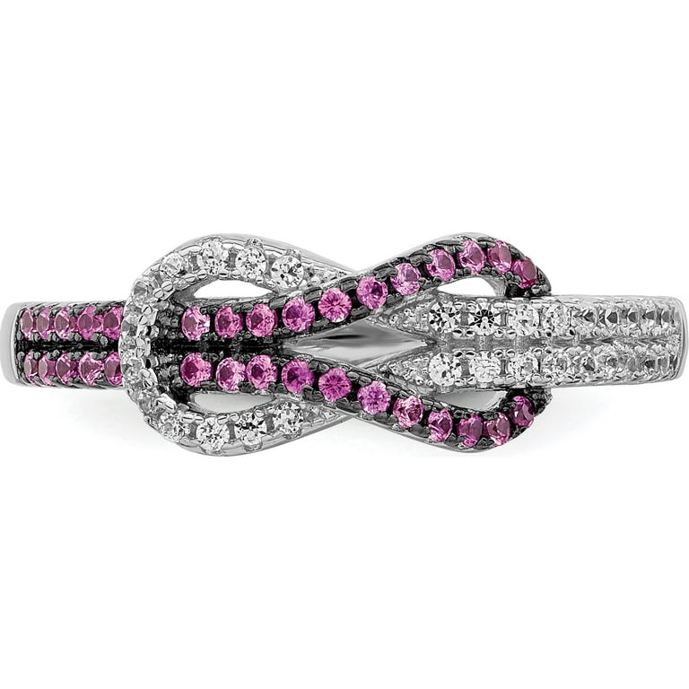 Sterling Silver & CZ Brilliant Embers Pink Heart Knot Ring Sterling Silver & CZ Brilliant Embers Pink Heart Knot Ring
