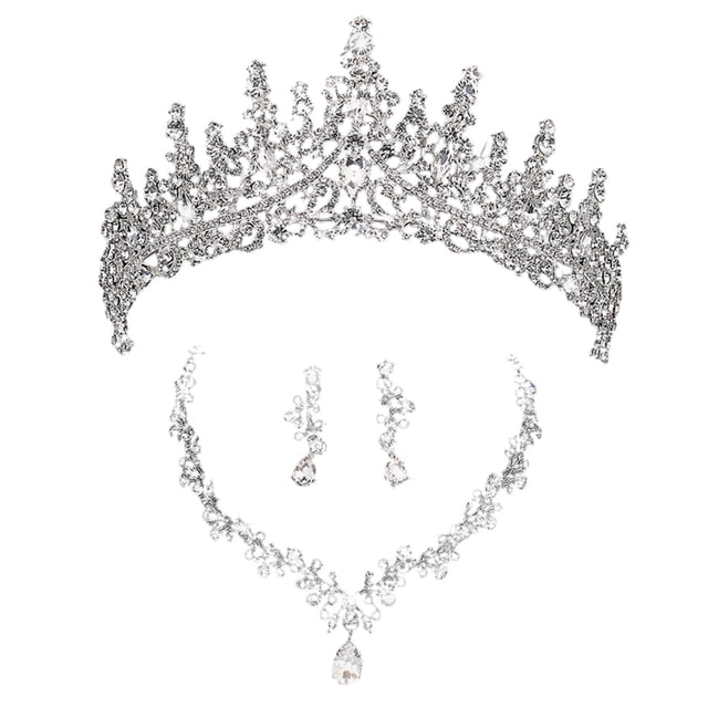 Conjunto de joyería nupcial Sunnimix tiara corona pendientes collar
