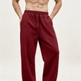 thumbnail image 4 of Qgtaibl Men's Wide Leg Sweatpants with Pockets Loose Fit Breathable Casual Workout Trousers Drawstring Elastic Waist Uncuffed Fall Joggers Wine XS, 4 of 6