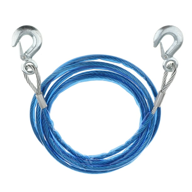 Lipstore Blue Rubber Coated Tow Hook Rope 5 Ton 4meter Heavy Duty Steel Wire Cable For Blue 400x8mm