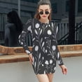 thumbnail image 6 of Elegant Grayscale Floral Pattern Women's Long Sleeve Bodycon Dress Soft Stretchy For Everyday Wear And Special Occasions, 6 of 6