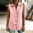 thumbnail image 5 of WAGUTH Women's Cotton Linen Button Down Shirts Sleeveless Notched Lapel Collar Casual Tank Top Blouses for Work Office, 5 of 8