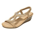 thumbnail image 1 of DAFEI Wedge Heel Ladies Rhinestone Shoes Fashionable Hollow Fish Mouth Stone Solid Color Casual Sandals, 1 of 7