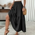 thumbnail image 5 of MIXUE Skirts For Women Summer Solid Color Elastic High Waist A Line Elegant Maxi Skirt Daily-Wear,Black,M, 5 of 7