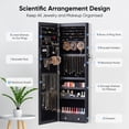 thumbnail image 6 of edx Full-Length Mirror Jewelry Cabinet with 6 LED Lights, Wall Door Mounted Large Jewelry Armoire Organizer with Makeup Storage, Black, 6 of 8